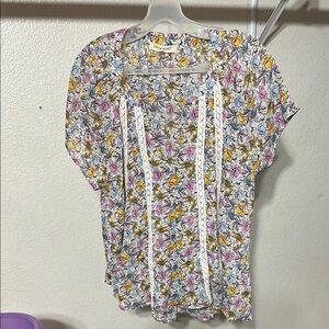 New York & Company  Ruffled Floral Blouse